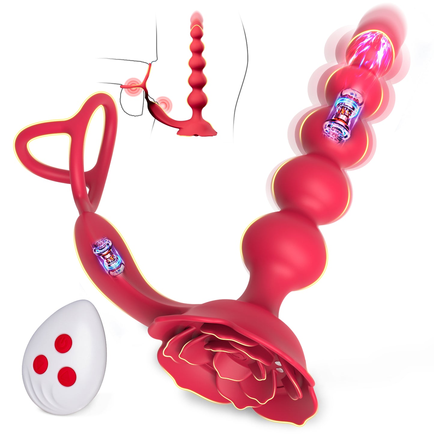 玫瑰花拉珠鎖精環 肛門性玩具 前列腺 按摩 情趣用品