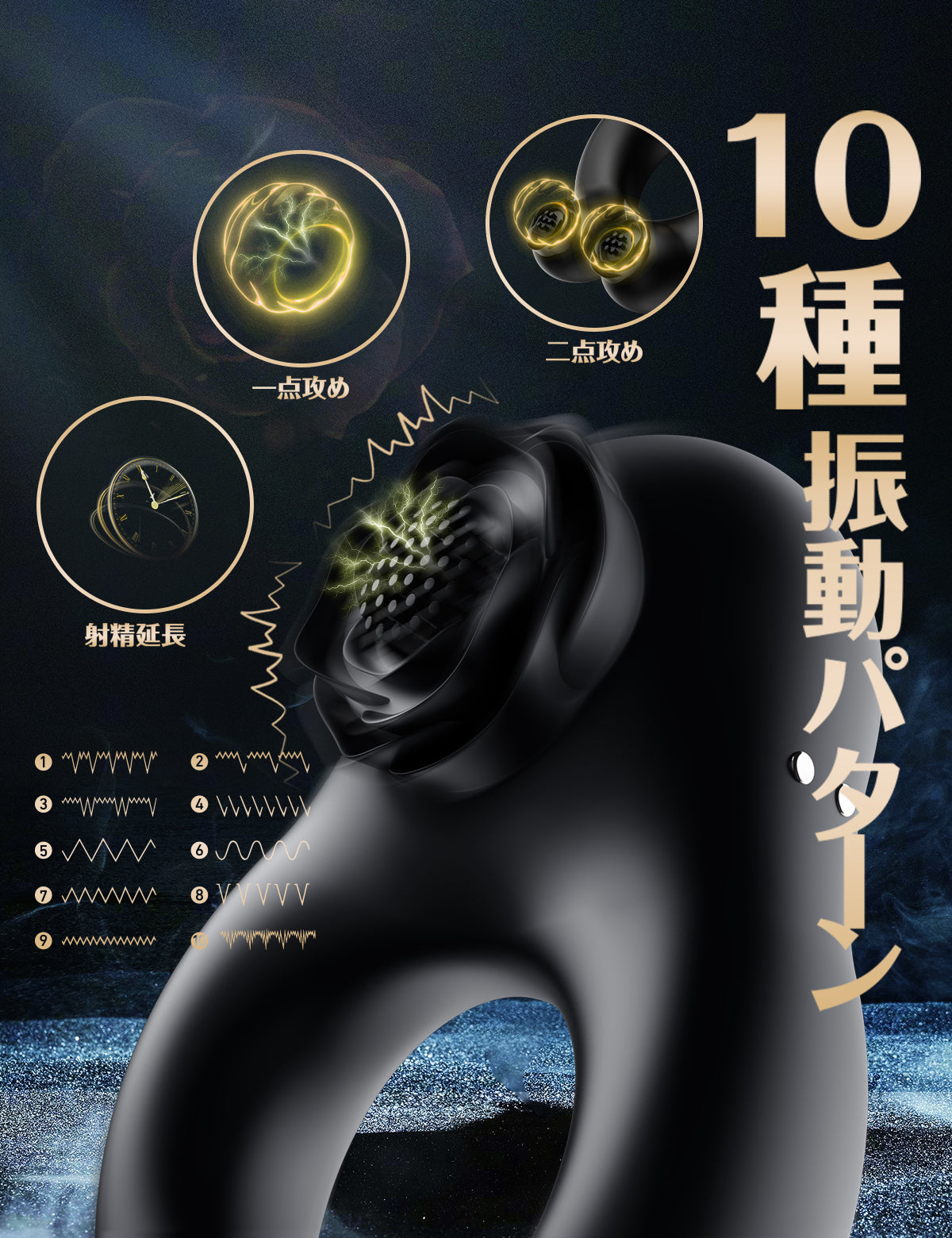 Toycod Abe 黑玫瑰激震鎖精環 遠程遙控 男女共用性玩具
