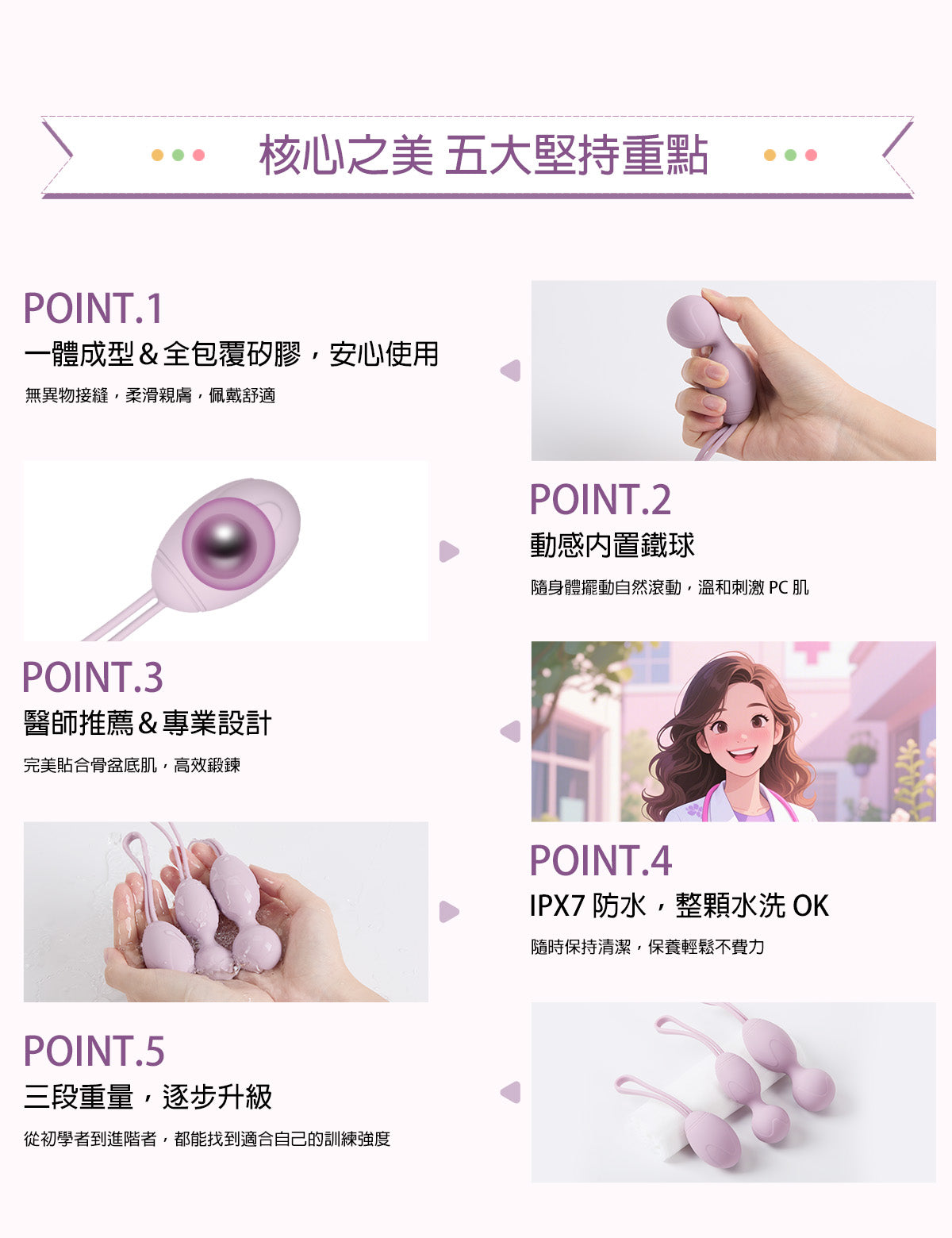 ToyCod コア美｜骨盆底肌訓練球・陰道肌力訓練・漏尿改善・產後保養・初學者適用